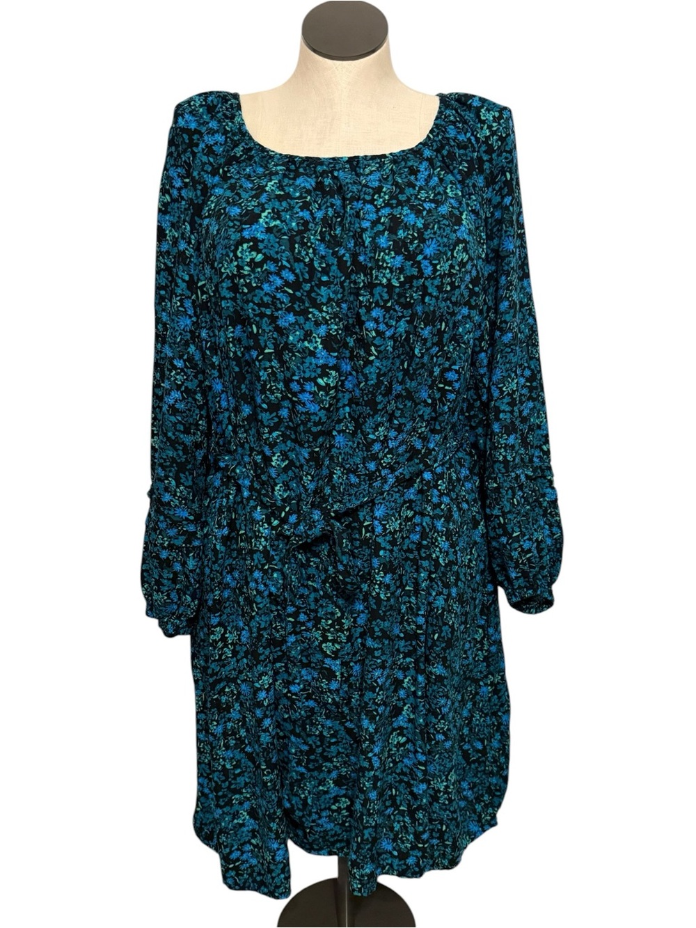 Terra & Sky Teal and Blue Floral Long-Sleeve Dress
